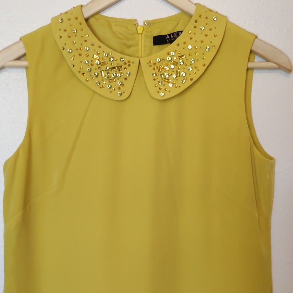 Alex Marie Yellow Green PeterPan Collar Dress